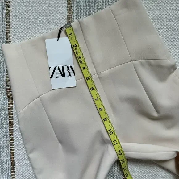 Zara Beige Cigarette Leg High Rise Trouser Pants Women’s Size XS Bloggers Fave - Picture 9 of 13